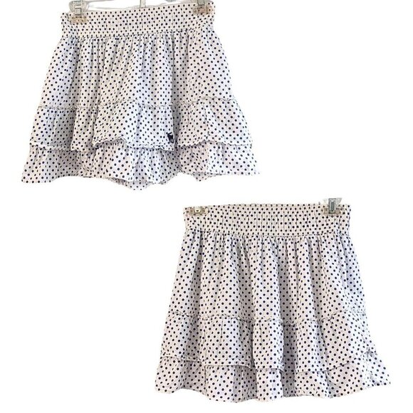 Vtg Y2K ABERCROMBIE & FITCH Cotton White Polka Dot Ruffle Tier Mini Skirt SzM - Picture 1 of 8